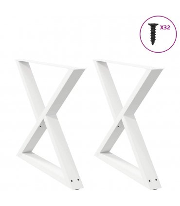 vidaXL Dining Table Legs 2 pcs White 90x(72-73.3) cm Steel — Size: 90 x (72-73.3) cm