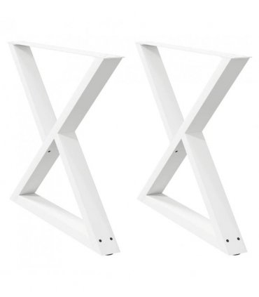 vidaXL Dining Table Legs 2 pcs White 90x(72-73.3) cm Steel — Size: 90 x (72-73.3) cm