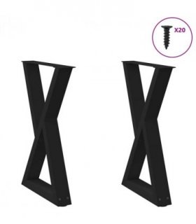vidaXL Dining Table Legs 2 pcs Black 50x(72-73.3) cm Steel — Size: 50 x (72-73.3) cm