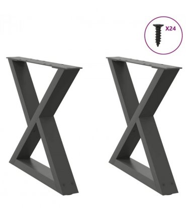 vidaXL Coffee Table Legs 2 pcs Anthracite 50x(42-43.3) cm Steel — Size: 50 x (42-43.3) cm