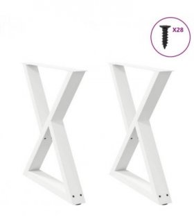 vidaXL Dining Table Legs 2 pcs White 80x(72-73.3) cm Steel — Size: 80 x (72-73.3) cm