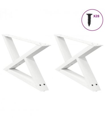 vidaXL Coffee Table Legs 2 pcs White 70x(30-31.3) cm Steel — Size: 70 x (30-31.3) cm