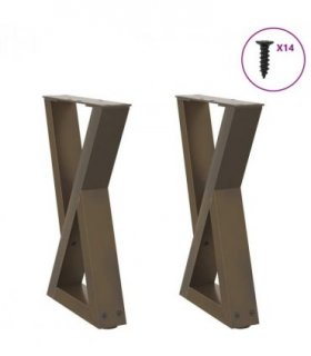 vidaXL Coffee Table Legs 2 pcs Natural Steel 28x(42-43.3) cm Steel — Size: 28 x (42-43.3) cm