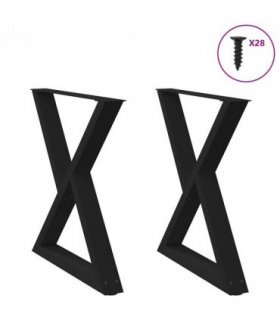 vidaXL Dining Table Legs 2 pcs Black 70x(72-73.3) cm Steel — Size: 70 x (72-73.3) cm