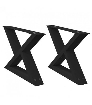 vidaXL Coffee Table Legs 2 pcs Black 60x(30-31.3) cm Steel — Size: 60 x (30-31.3) cm