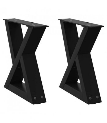 vidaXL Coffee Table Legs 2 pcs Black 30x(30-31.3) cm Steel — Size: 30 x (30-31.3) cm