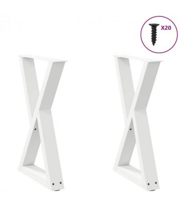 vidaXL Dining Table Legs 2 pcs White 60x(72-73.3) cm Steel — Size: 60 x (72-73.3) cm