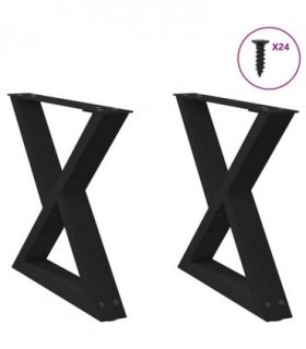 vidaXL Coffee Table Legs 2 pcs Black 60x(42-43.3) cm Steel — Size: 60 x (42-43.3) cm