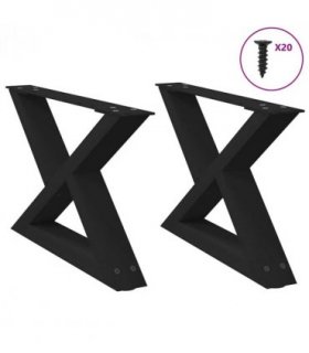 vidaXL Coffee Table Legs 2 pcs Black 50x(30-31.3) cm Steel — Size: 50 x (30-31.3) cm