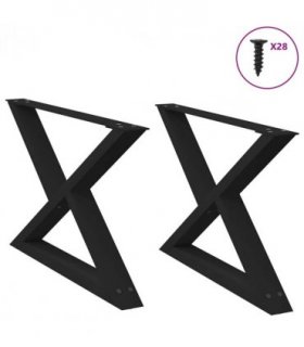 vidaXL Coffee Table Legs 2 pcs Black 70x(42-43.3) cm Steel — Size: 70 x (42-43.3) cm