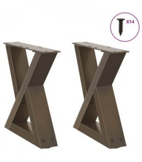 vidaXL Coffee Table Legs 2 pcs Natural Steel 40x(30-31.3) cm Steel — Size: 40 x (30-31.3) cm