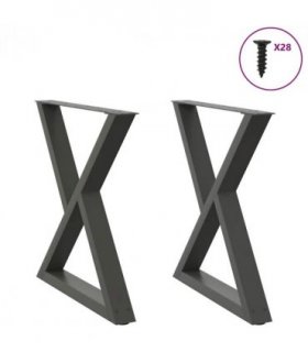 vidaXL Dining Table Legs 2 pcs Anthracite 80x(72-73.3) cm Steel — Size: 80 x (72-73.3) cm
