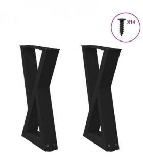 vidaXL Coffee Table Legs 2 pcs Black 38x(42-43.3) cm Steel — Size: 38 x (42-43.3) cm