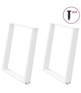 vidaXL Dining Table Legs U-Shaped 2 pcs White 70x(72-73) cm Steel — Size: 70 x (72-73) cm