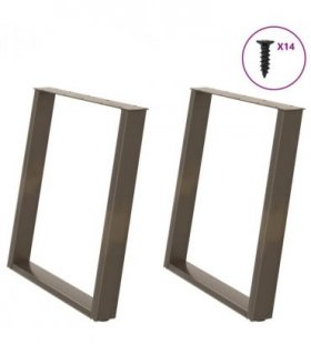 vidaXL Dining Table Legs U-Shaped 2 pcs Natural Steel 70x(72-73) cm Steel — Size: 70 x (72-73) cm