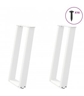vidaXL Console Table Legs U-Shaped 2 pcs White 38x(72-73) cm Steel — Size: 38 x (72-73) cm