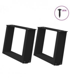 vidaXL Coffee Table Legs U-Shaped 2 pcs Black 50x(30-31) cm Steel — Size: 50 x (30-31) cm