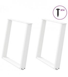 vidaXL Dining Table Legs U-Shaped 2 pcs White 80x(72-73) cm Steel — Size: 80 x (72-73) cm