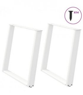 vidaXL Dining Table Legs U-Shaped 2 pcs White 100x(72-73) cm Steel — Size: 100 x (72-73) cm