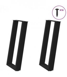 vidaXL Console Table Legs U-Shaped 2 pcs Black 38x(72-73) cm Steel — Size: 38 x (72-73) cm