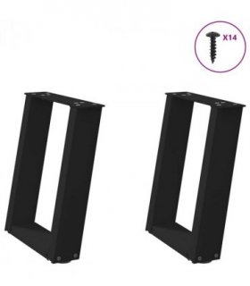 vidaXL Coffee Table Legs U-Shaped 2 pcs Black 38x(42-43) cm Steel — Size: 38 x (42-43) cm