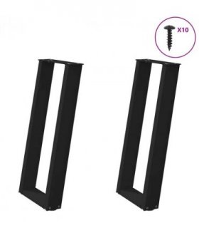 vidaXL Console Table Legs U-Shaped 2 pcs Black 28x(72-73) cm Steel — Size: 28 x (72-73) cm