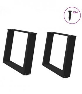 vidaXL Coffee Table Legs U-Shaped 2 pcs Black 60x(42-43) cm Steel — Size: 60 x (42-43) cm