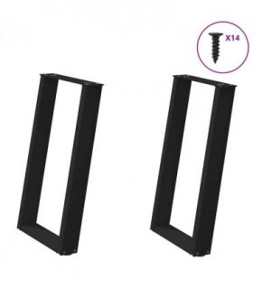 vidaXL Dining Table Legs U-Shaped 2 pcs Black 60x(72-73) cm Steel — Size: 60 x (72-73) cm