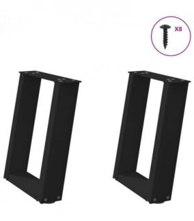 vidaXL Coffee Table Legs U-Shaped 2 pcs Black 28x(42-43) cm Steel — Size: 28 x (42-43) cm