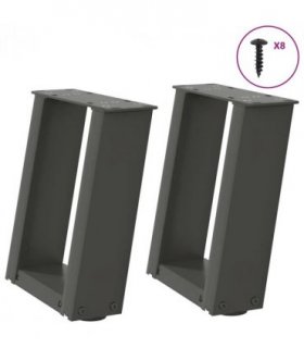 vidaXL Coffee Table Legs U-Shaped 2 pcs Anthracite 30x(30-31) cm Steel — Size: 30 x (30-31) cm