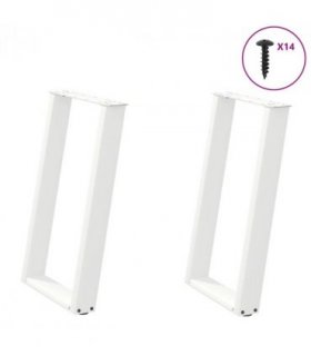 vidaXL Dining Table Legs U-Shaped 2 pcs White 50x(72-73) cm Steel — Size: 50 x (72-73) cm