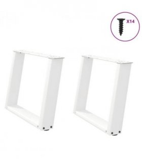 vidaXL Coffee Table Legs U-Shaped 2 pcs White 60x(42-43) cm Steel — Size: 60 x (42-43) cm
