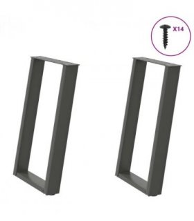 vidaXL Dining Table Legs U-Shaped 2 pcs Anthracite 50x(72-73) cm Steel — Size: 50 x (72-73) cm