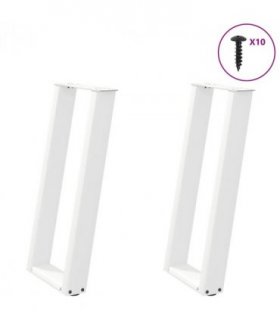 vidaXL Console Table Legs U-Shaped 2 pcs White 28x(72-73) cm Steel — Size: 28 x (72-73) cm