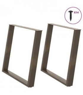 vidaXL Dining Table Legs U-Shaped 2 pcs Natural Steel 90x(72-73) cm Steel — Size: 90 x (72-73) cm