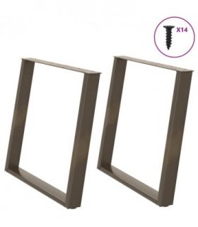 vidaXL Dining Table Legs U-Shaped 2 pcs Natural Steel 100x(72-73) cm Steel — Size: 100 x (72-73) cm
