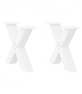vidaXL Coffee Table Legs X-Shaped 2 pcs White 60x(42-43) cm Steel — Size: 60 x (42-43) cm (80 mm)