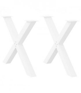 vidaXL Dining Table Legs X-Shaped 2 pcs White 90x(72-73) cm Steel — Size: 90 x (72-73) cm (80 mm)