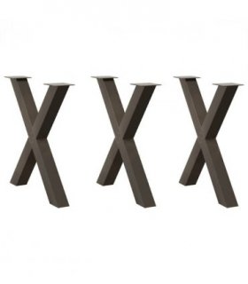 vidaXL Dining Table Legs X-Shaped 3 pcs Natural Steel 70x(72-73) cm Steel — Size: 70 x (72-73) cm (80 mm)