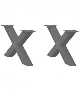 vidaXL Coffee Table Legs X-Shaped 2 pcs Black 70x(42-43) cm Steel — Size: 70 x (42-43) cm (80 mm)