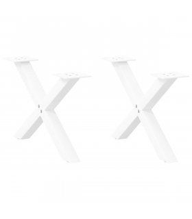 vidaXL Coffee Table Legs X-Shaped 2 pcs White 60x(30-31) cm Steel — Size: 60 x (30-31) cm (40 mm)