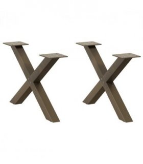 vidaXL Coffee Table Legs X-Shaped 2 pcs Natural Steel 50x(30-31) cm Steel — Size: 50 x (30-31) cm (40 mm)
