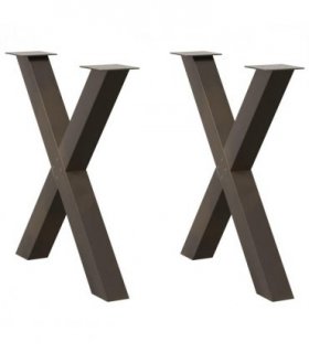 vidaXL Dining Table Legs X-Shaped 2 pcs Natural Steel 80x(72-73) cm Steel — Size: 80 x (72-73) cm (80 mm)