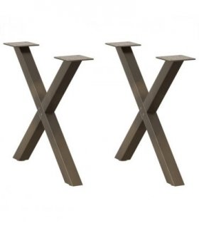 vidaXL Coffee Table Legs X-Shaped 2 pcs Natural Steel 60x(42-43) cm Steel — Size: 60 x (42-43) cm (40 mm)