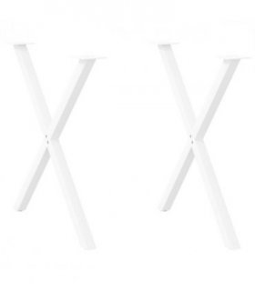 vidaXL Dining Table Legs X-Shaped 2 pcs White 80x(72-73) cm Steel — Size: 80 x (72-73) cm (40 mm)