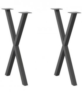 vidaXL Dining Table Legs X-Shaped 2 pcs Anthracite 57x(72-73) cm Steel — Size: 57 x (72-73) cm (40 mm)