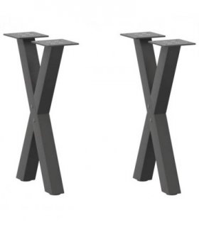 vidaXL Coffee Table Legs X-Shaped 2 pcs Anthracite 28x(42-43) cm Steel — Size: 28 x (42-43) cm (40 mm)