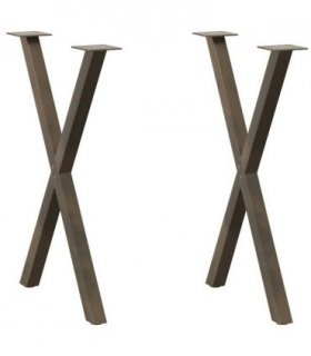 vidaXL Dining Table Legs X-Shaped 2 pcs Natural Steel 57x(72-73) cm Steel — Size: 57 x (72-73) cm (40 mm)