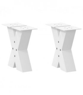 vidaXL Coffee Table Legs X-Shaped 2 pcs White 30x(30-31) cm Steel — Size: 30 x (30-31) cm (80 mm)