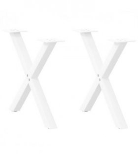 vidaXL Coffee Table Legs X-Shaped 2 pcs White 60x(42-43) cm Steel — Size: 60 x (42-43) cm (40 mm)